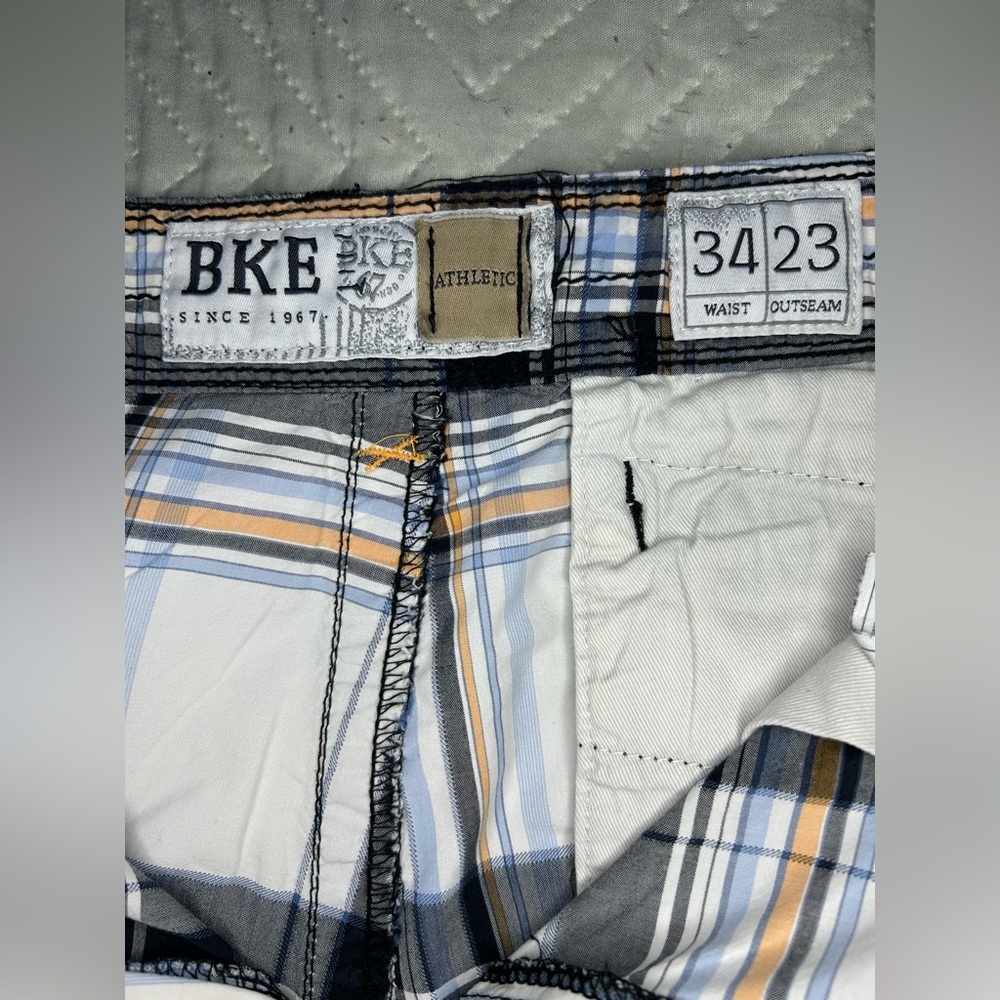 NWOT BKE Bellaire Athletic Fit Plaid Cargo Shorts Men’s 34x23 - Picture 4 of 15
